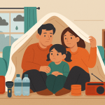 family with kids in shelter